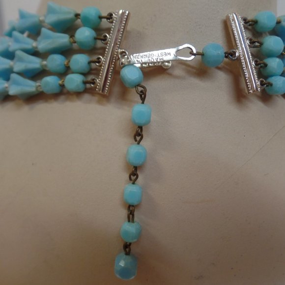 Hook Stamped Made in West Germany Multistrand Necklace (4) Adj 16" Blues - Picture 4 of 10
